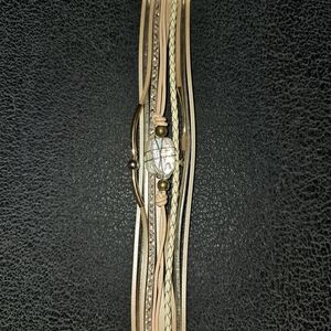 Multi-Strand Leather Bracelet with Stone Accent